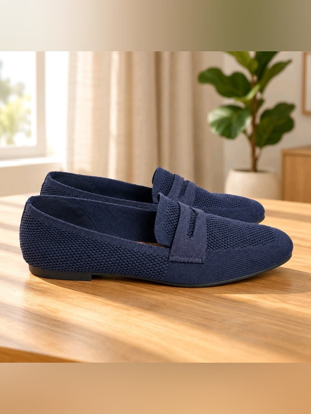 La Strada Women's Navy Woven Slip On Penny Loafers Leopard Flats - Size 7